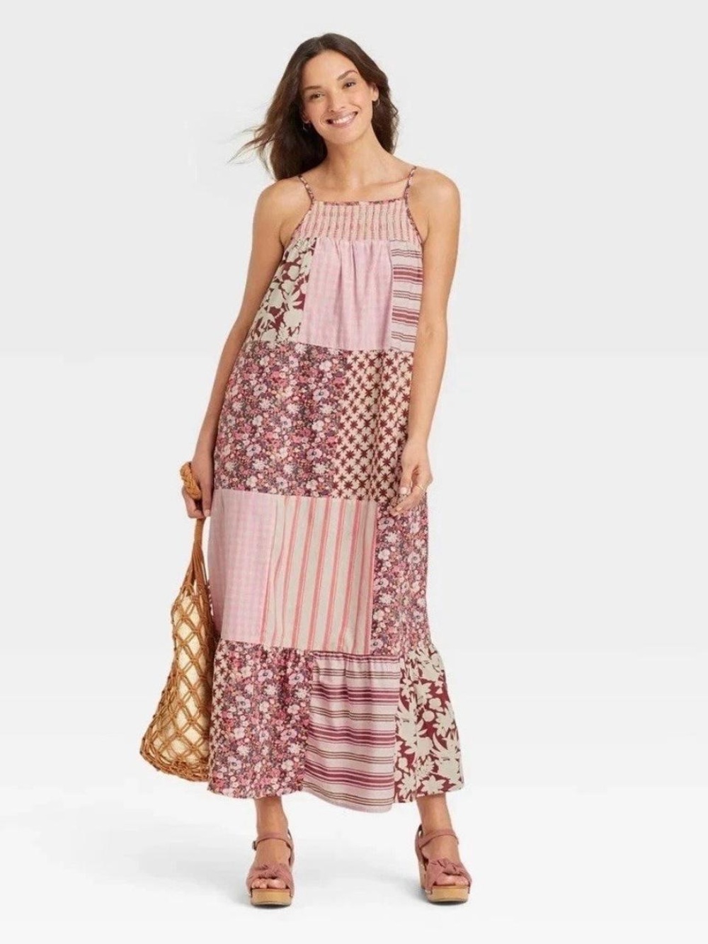 Universal Thread Tiered Patchwork Maxi Dress